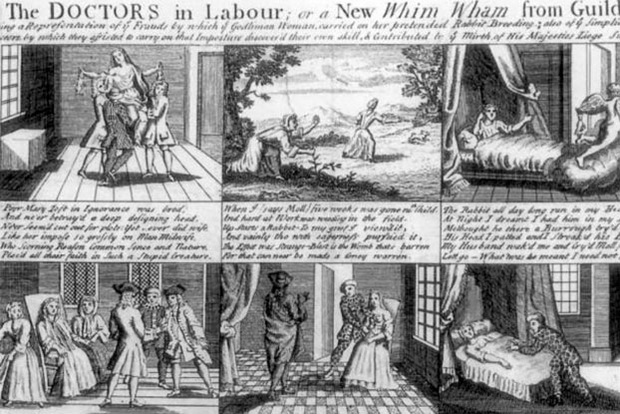 Старинный рисунок, пояснявший аферу Мэри Тофт Старинный рисунок, пояснявший аферу Мэри Тофт