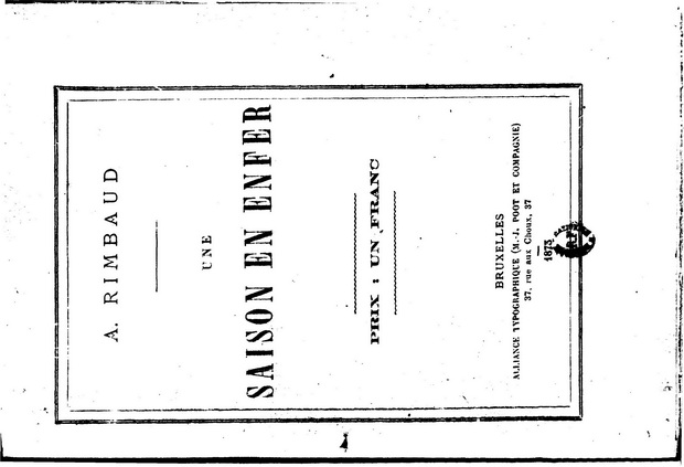 Атюр Рембо «Une Saison en Enfer» Атюр Рембо «Une Saison en Enfer»